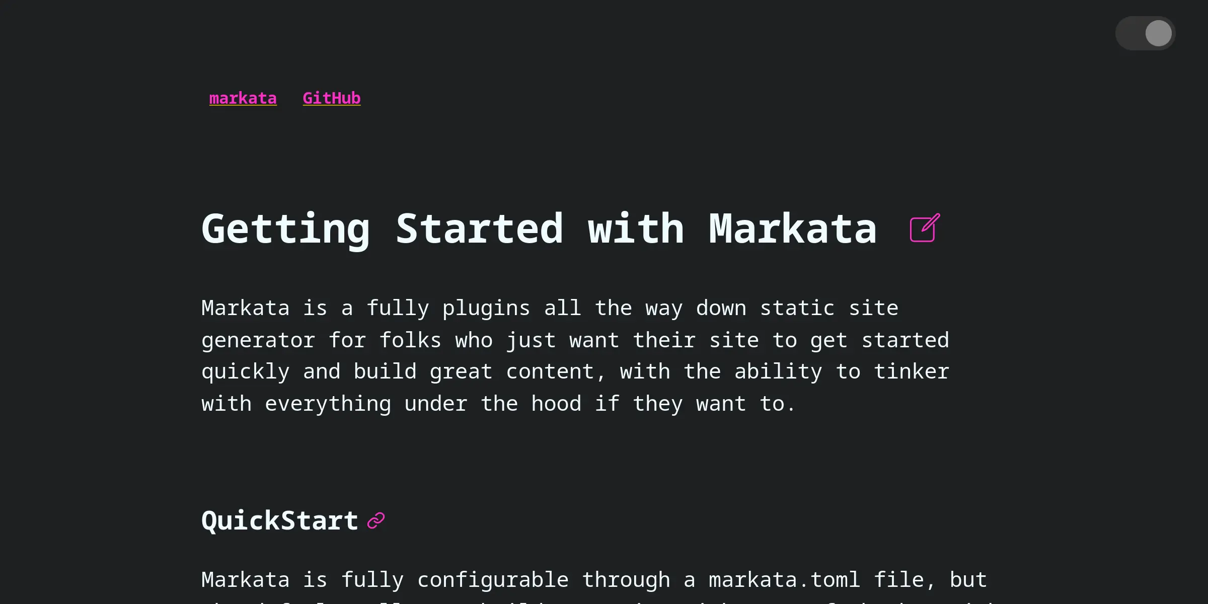 Markta.dev home page