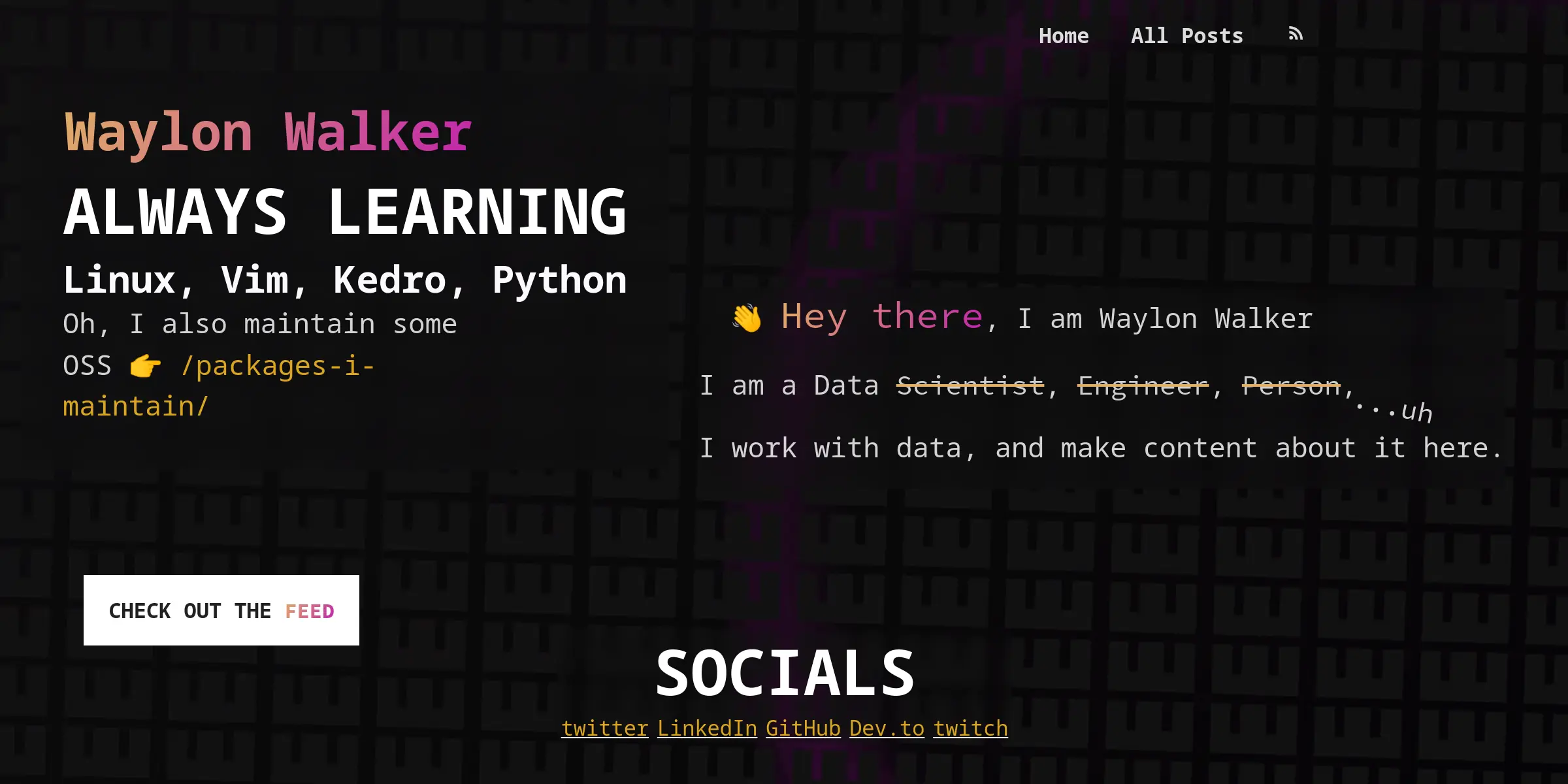 Waylonwalker.com home page
